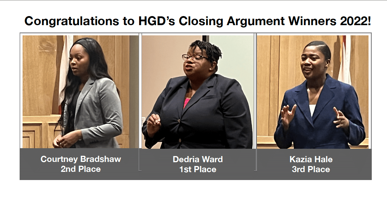 Congratulations to HGD’s Closing Argument 2022 Competition Winners!