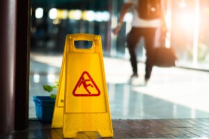 alabama slip and fall sign warns customers
