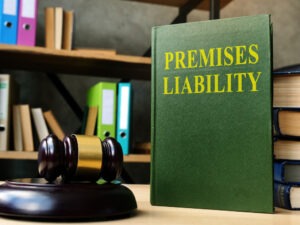 A premises liability book by a gavel. Find out how to seek compensation with an Atlanta premises liability lawyer.